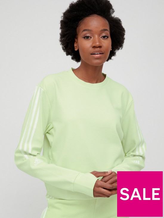 front image of adidas-technical-cotton-sweat-top-lime