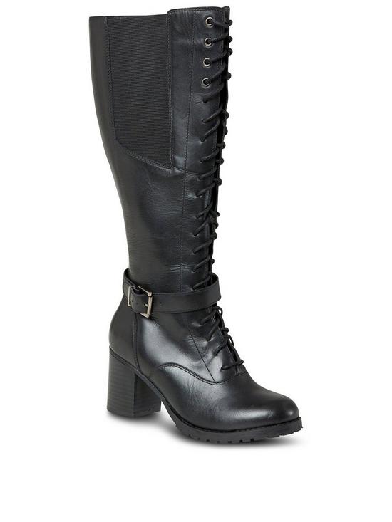 front image of joe-browns-forever-victoria-leather-long-boots-black