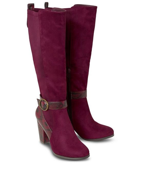 front image of joe-browns-ruby-stretchy-back-boots-red