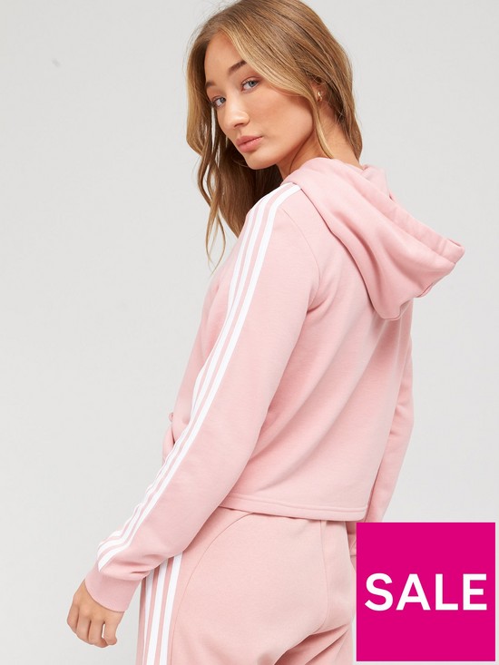 stillFront image of adidas-essentialnbsp3-stripe-cropped-hoodie-pink