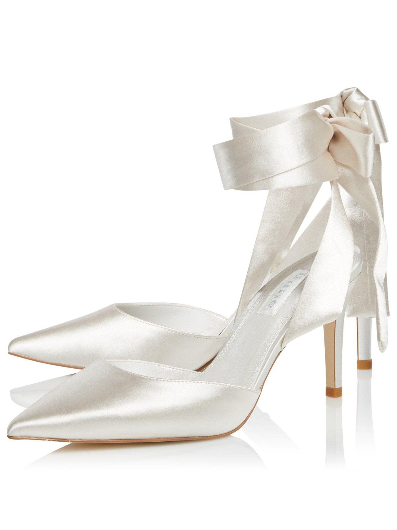 Dune London Bridal Daliah Satin Heeled Shoes - Ivory | Very.co.uk