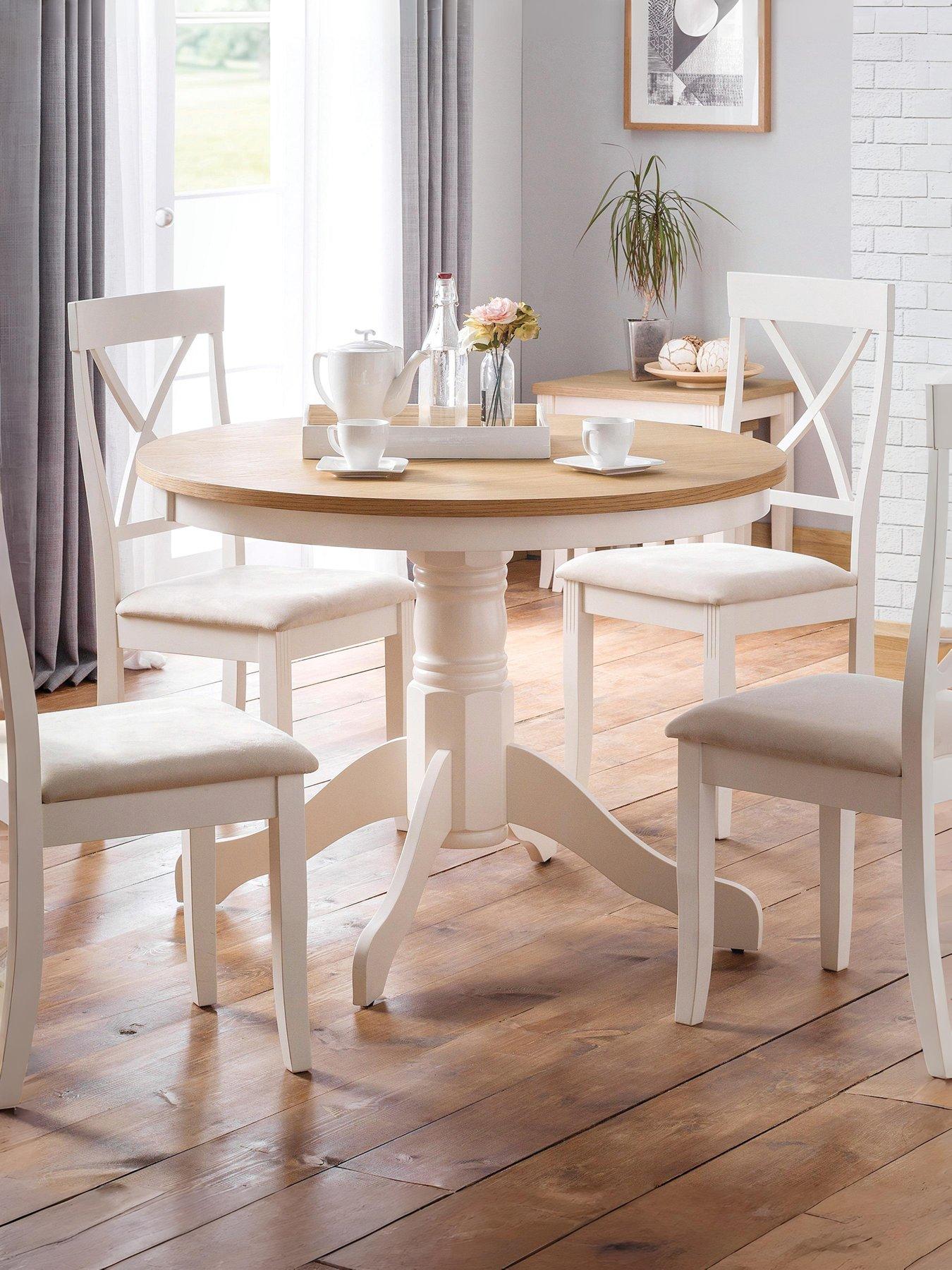 Julian Bowen Davenport 106 cm Round Pedestal Table - Ivory/Oak
