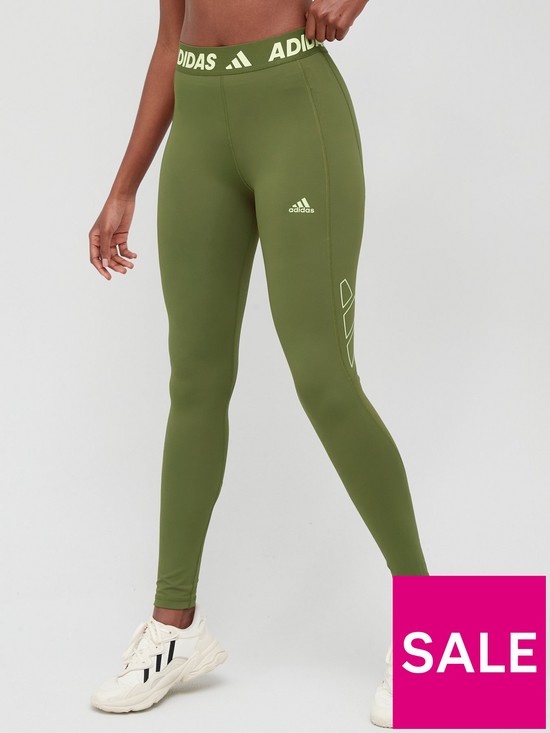 front image of adidas-tech-fit-3-bar-leggings