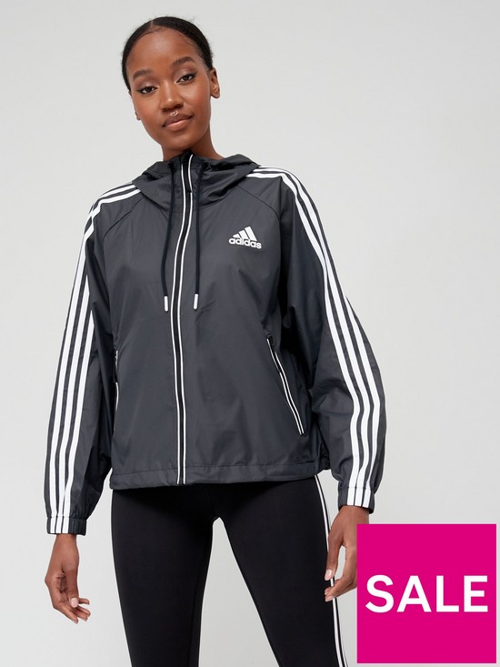 front image of adidas-terrex-hooded-jacket-black