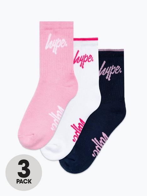 hype-girls-3pk-tipped-crew-socks-whitenavypink