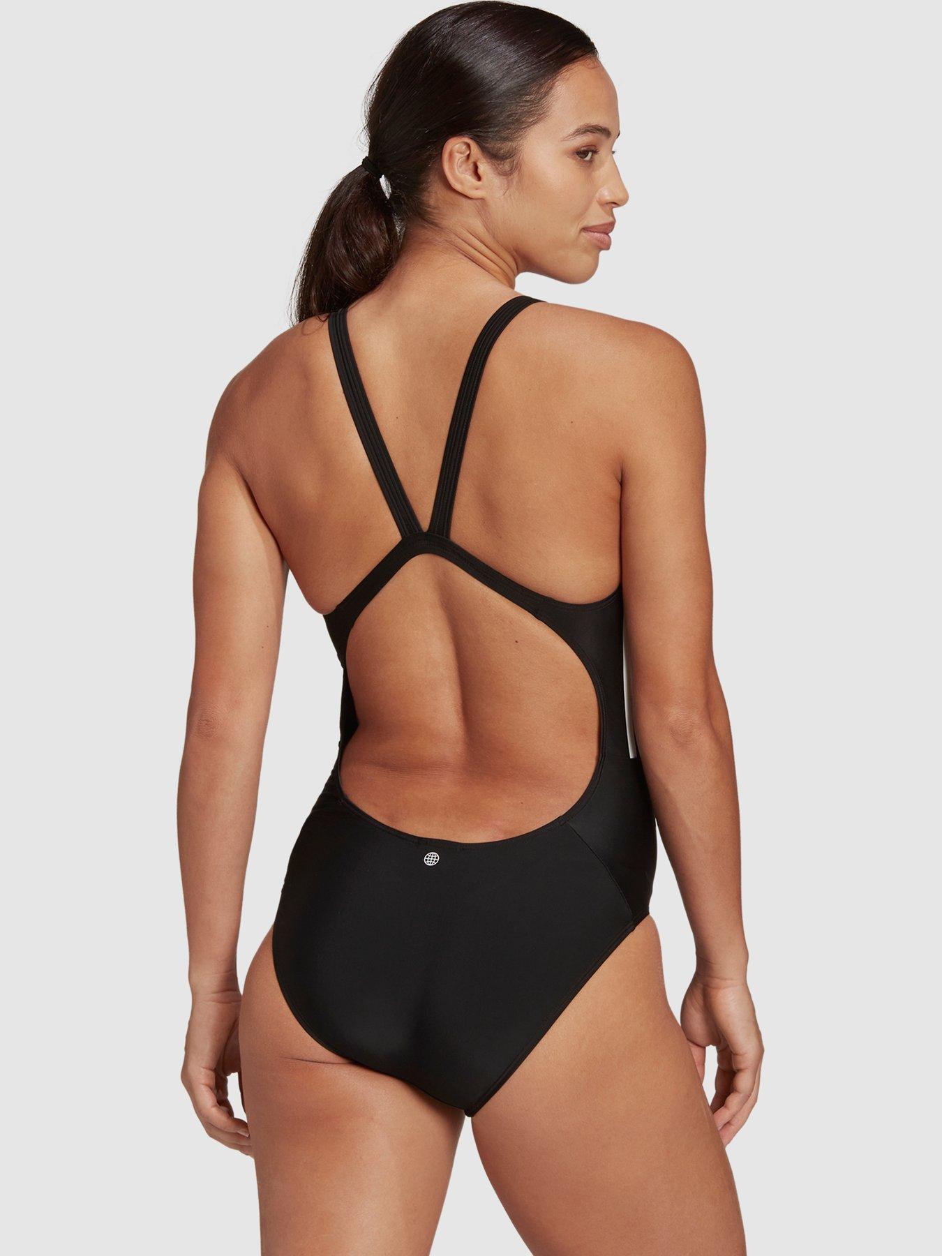 Image 2 of 4 of adidas Performance Mid 3-stripes Swimsuit - Black/White