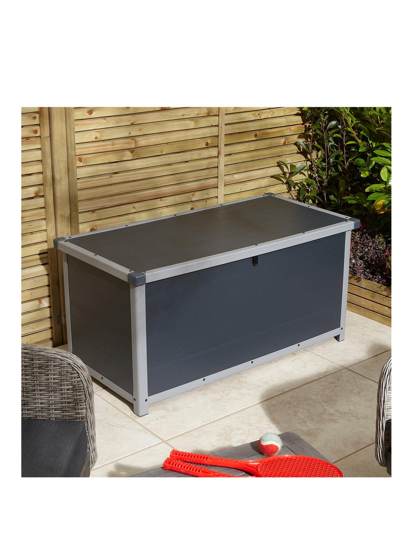 Product photograph of Rowlinson Airevale 4x2 Ft Cushion Box Garden Storage - Dark Grey from very.co.uk