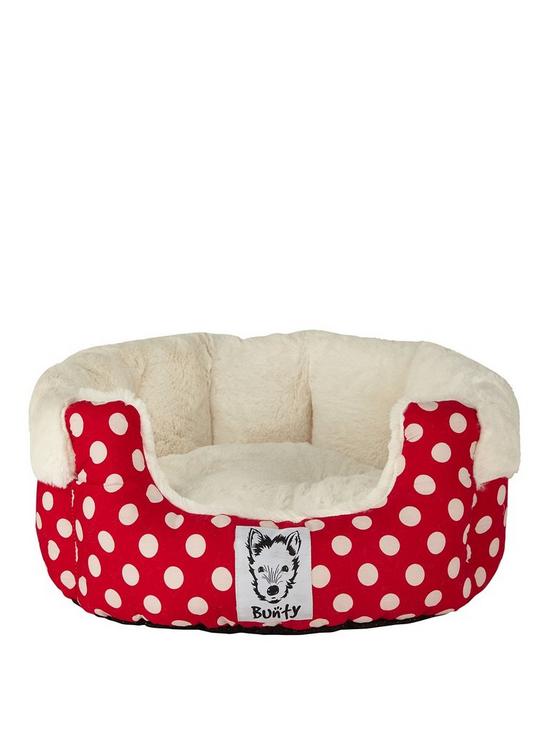 front image of bunty-deep-dream-pet-bed-red