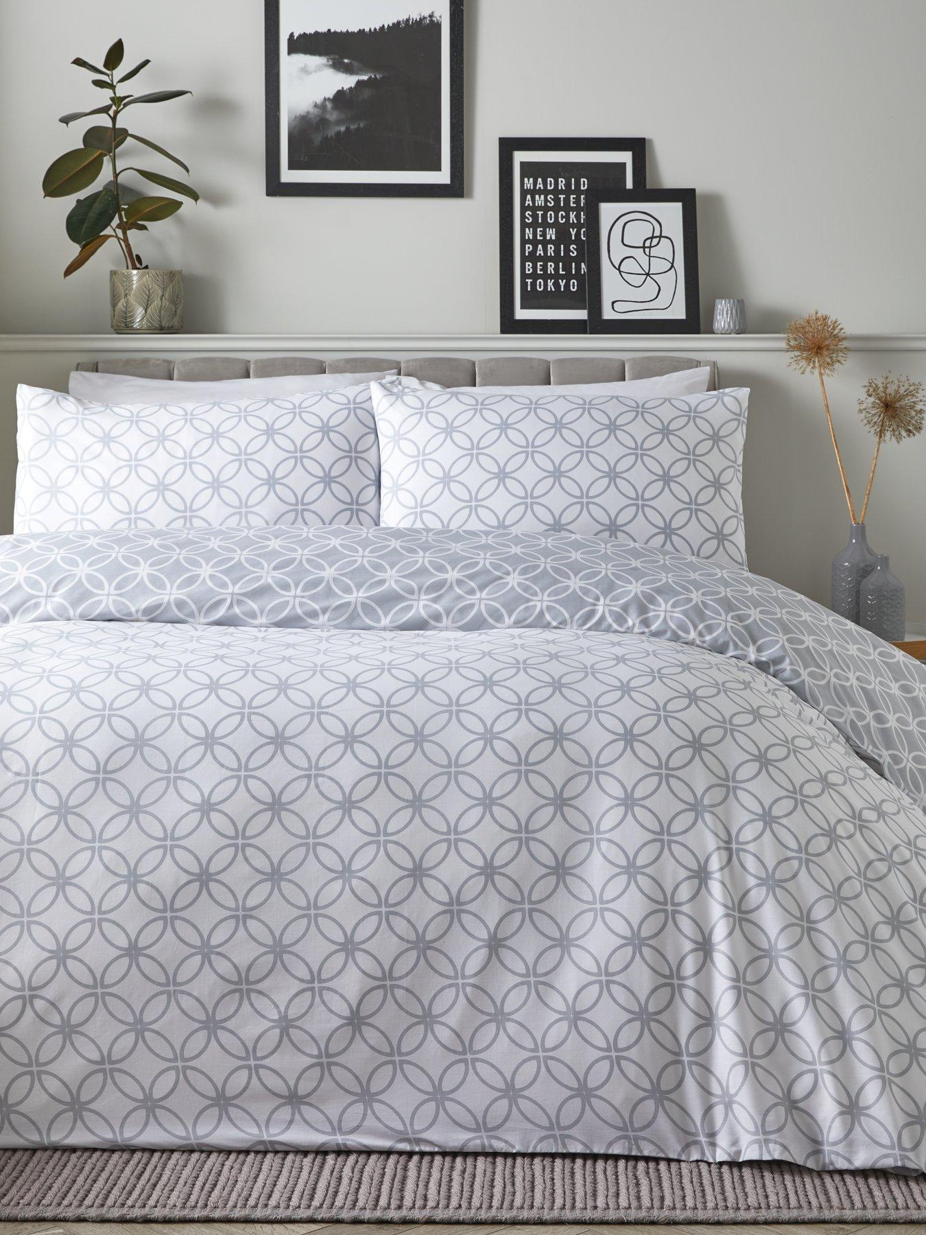 Product photograph of Everyday Silver Geo Reversible Duvet Cover Set Twin Pack from very.co.uk