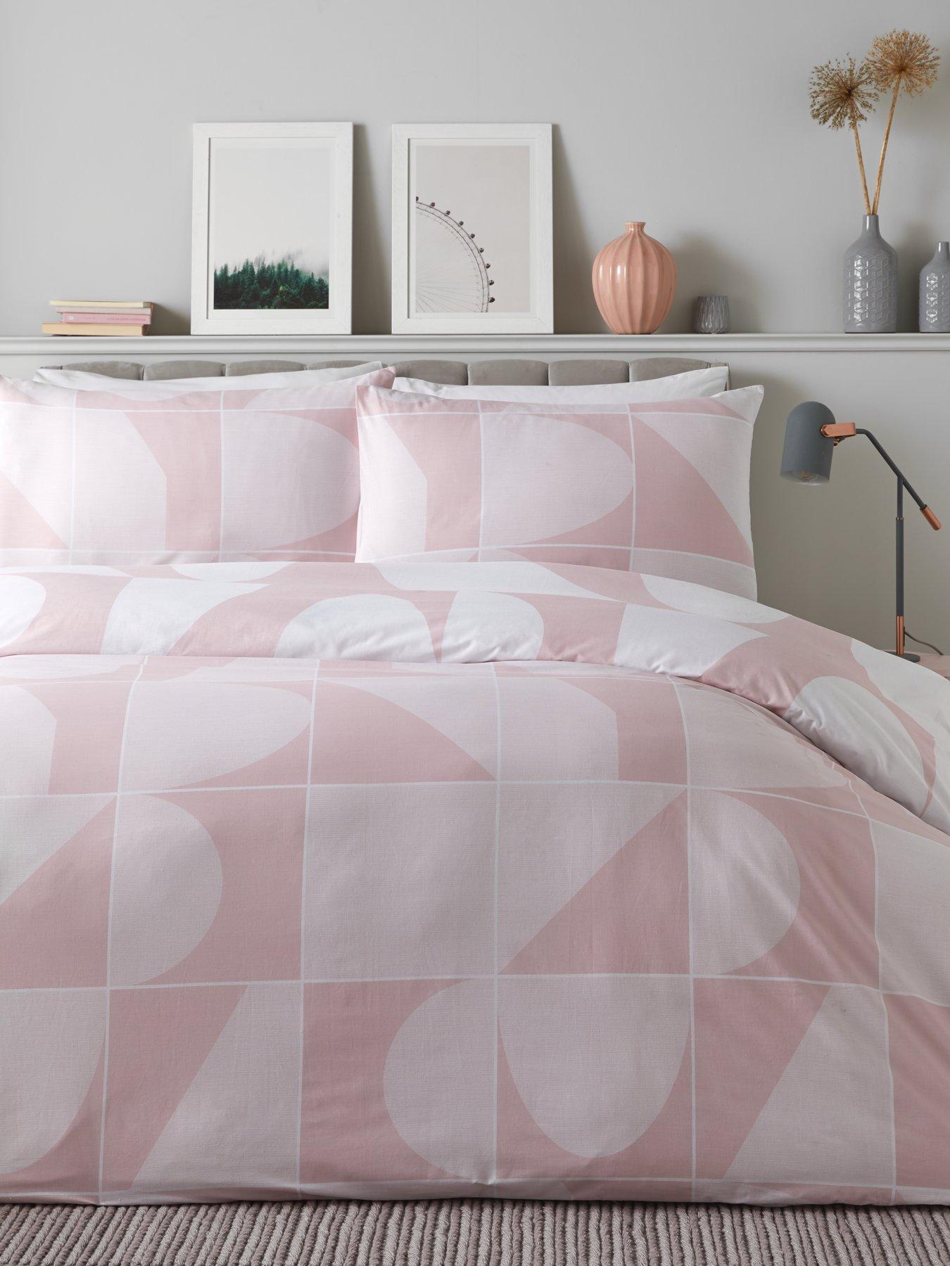 Product photograph of Everyday Blush Geo Reversible Duvet Cover Set from very.co.uk