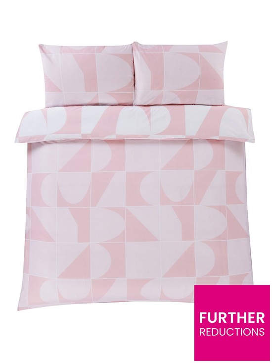 stillFront image of everyday-collection-blush-geo-reversible-duvet-cover-set