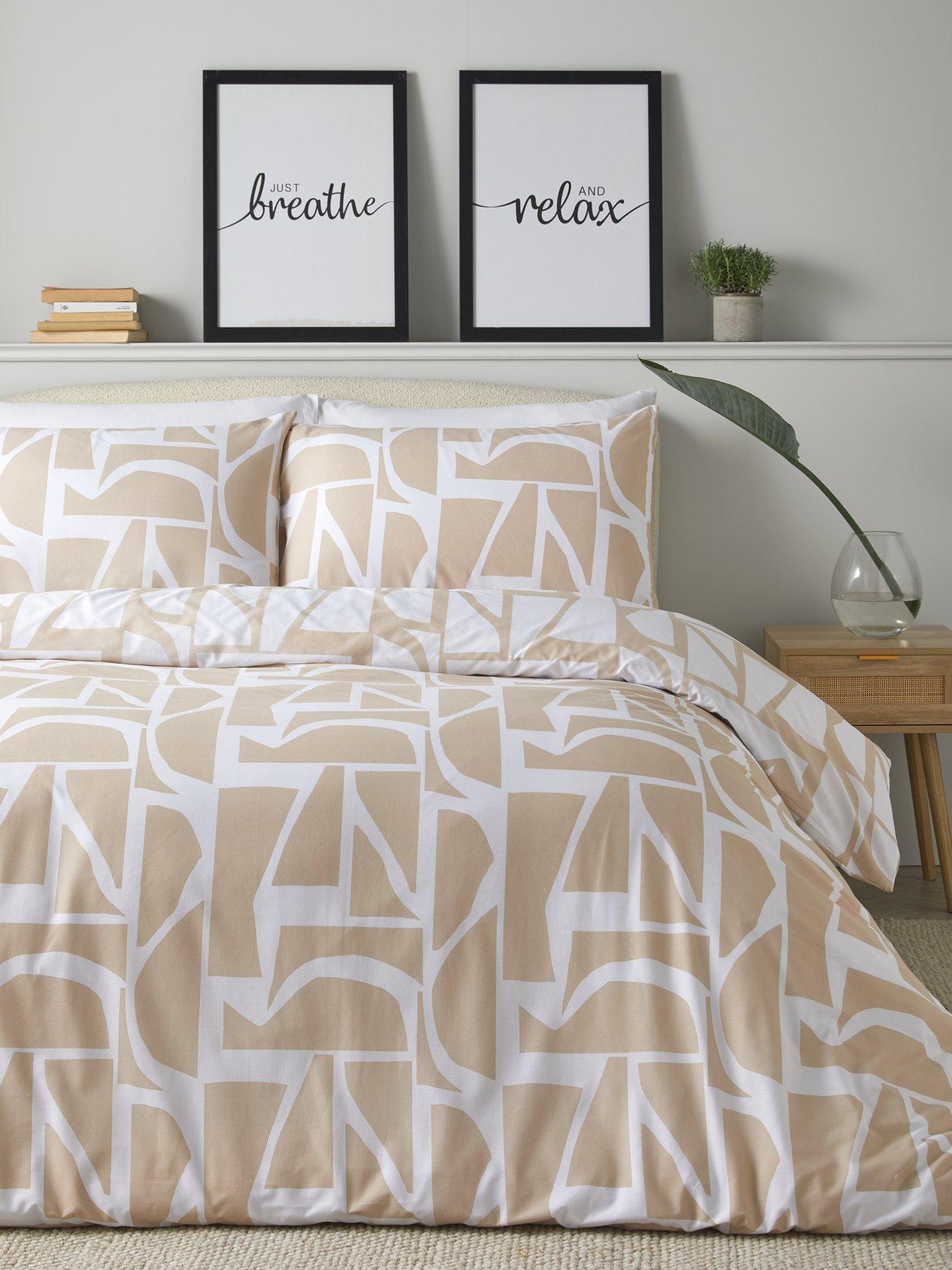 Product photograph of Everyday Casa Shapes Reversible Duvet Cover Set Twin Pack - Natural from very.co.uk