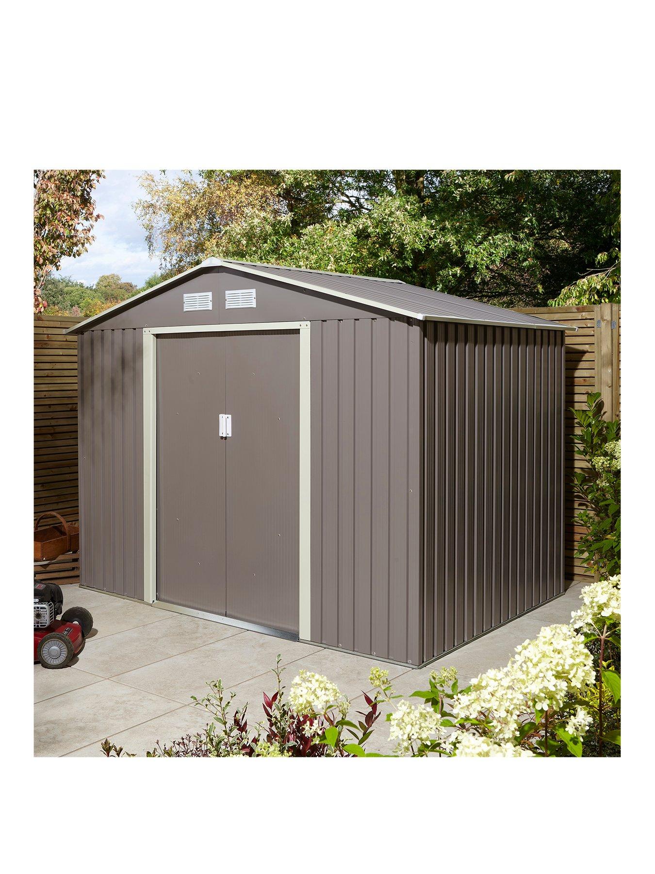 Rowlinson Trentvale 8 X 6Ft Metal Apex Garden Shed - Light Grey