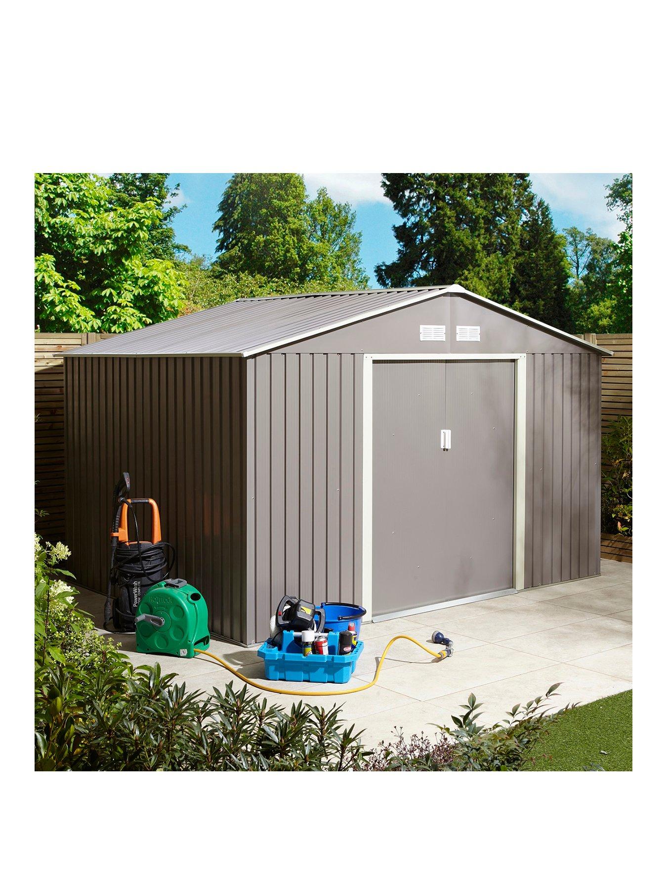 Image 1 of 6 of Rowlinson Trentvale 10 x 8ft Metal Apex Shed - Light Grey