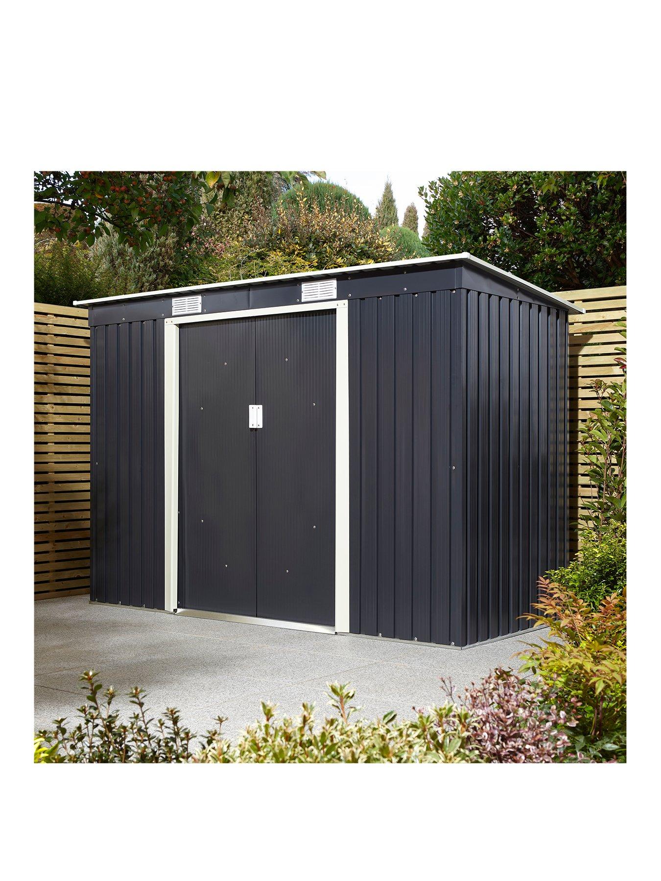 Rowlinson Trentvale 8X 4Ft Metal Pent Shed - Dark Grey