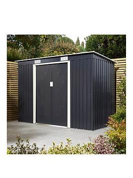 Product photograph of Rowlinson Trentvale 8x 4ft Metal Pent Shed - Dark Grey from very.co.uk