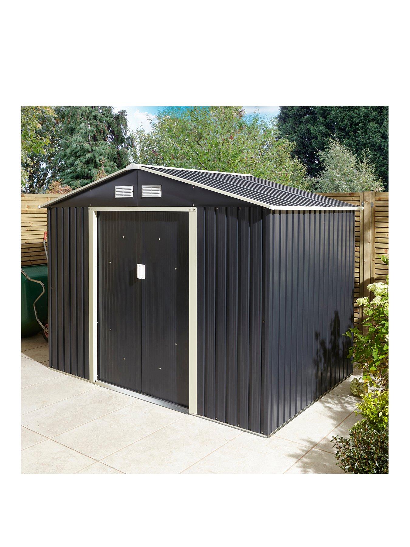 Product photograph of Rowlinson Trentvale 8 X 6ft Metal Apex Shed - Dark Grey from very.co.uk