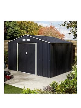 Product photograph of Rowlinson Trentvale 10 X 8 Ft Metal Apex Shed - Dark Grey from very.co.uk