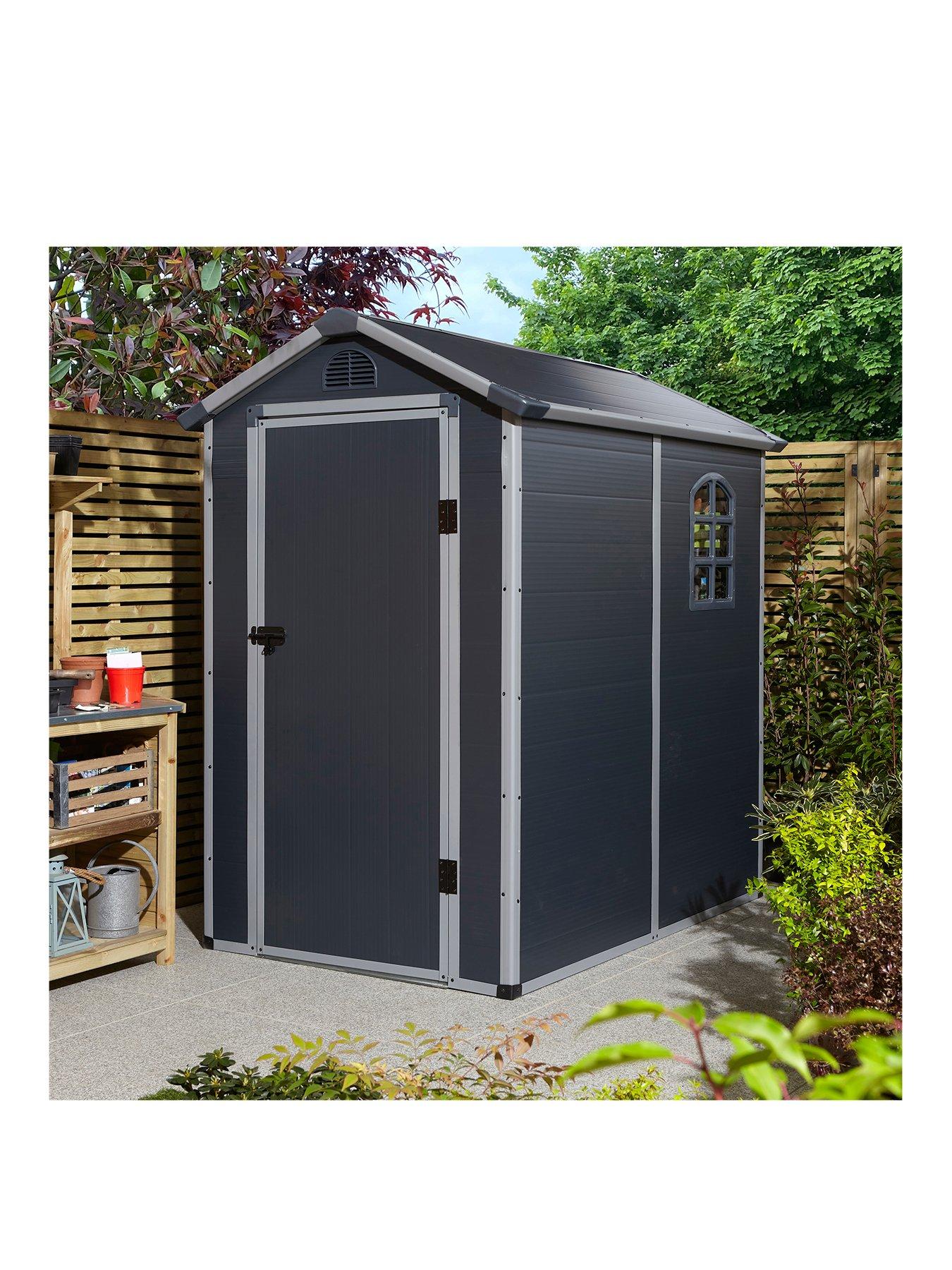 Product photograph of Rowlinson Airevale 4 X 6ft Apex Plastic Shed - Dark Grey from very.co.uk