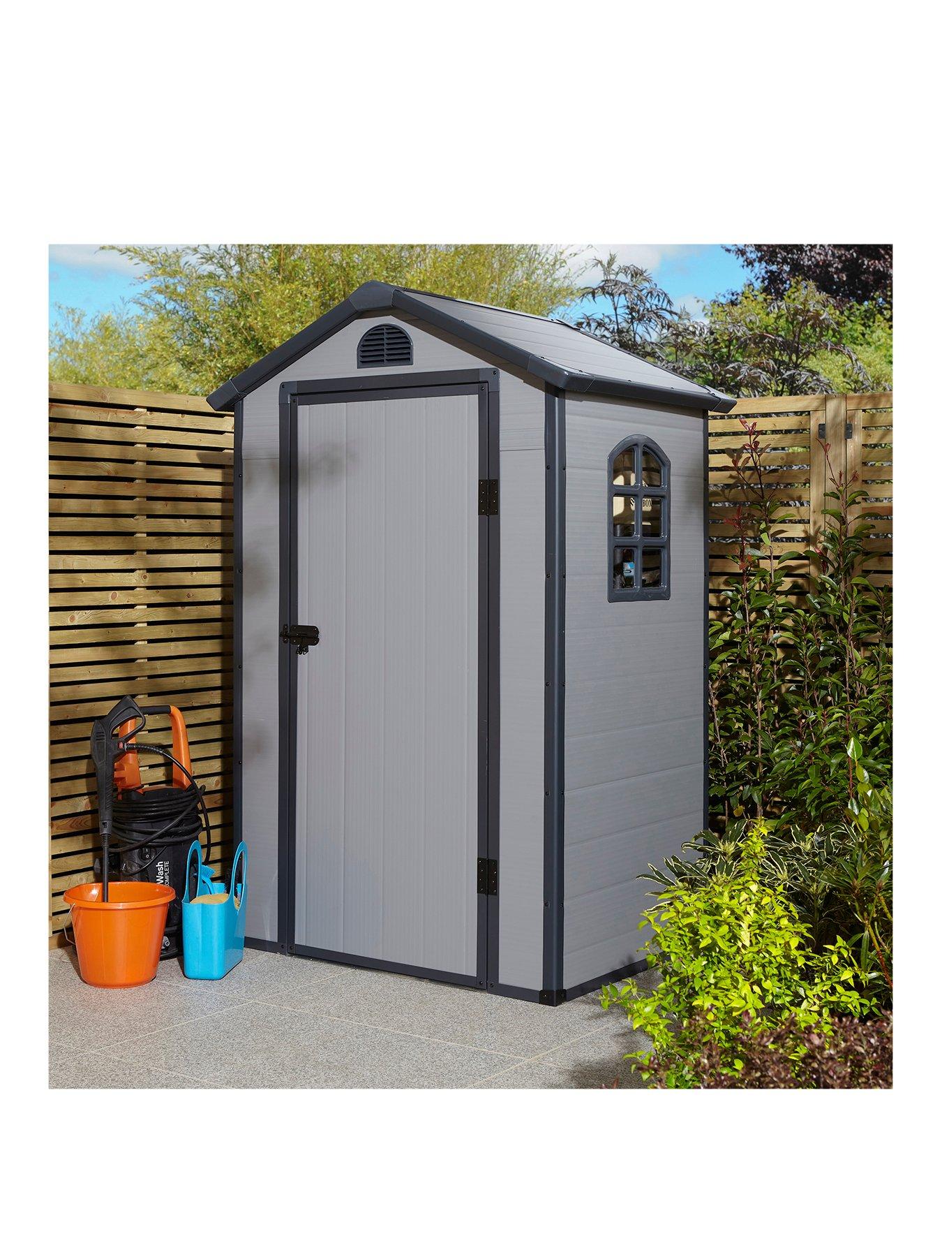 Product photograph of Rowlinson Airevale 4 X 3ft Apex Plastic Shed - Light Grey from very.co.uk