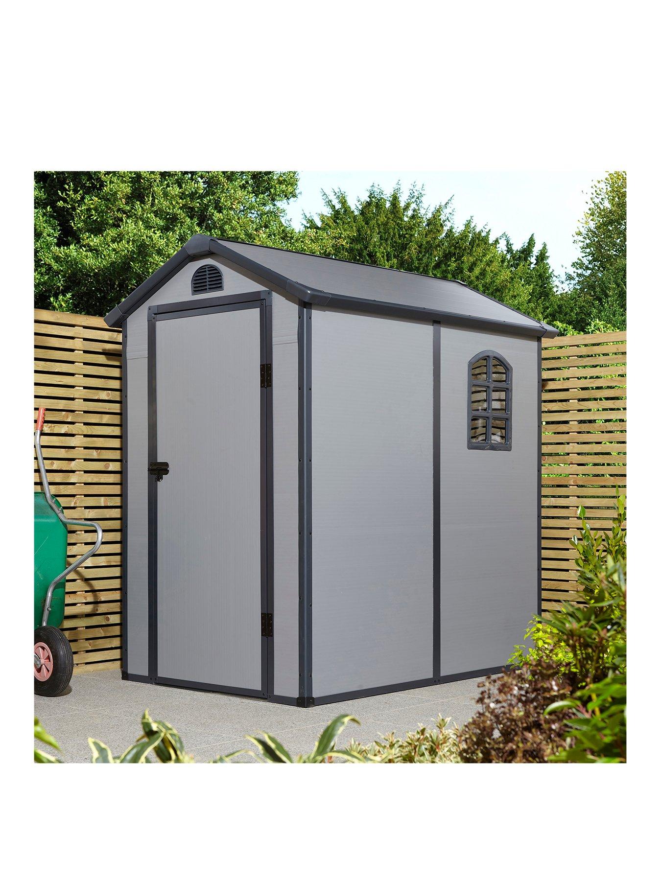 Product photograph of Rowlinson Airevale 4 X 6ft Apex Plastic Shed - Light Grey from very.co.uk