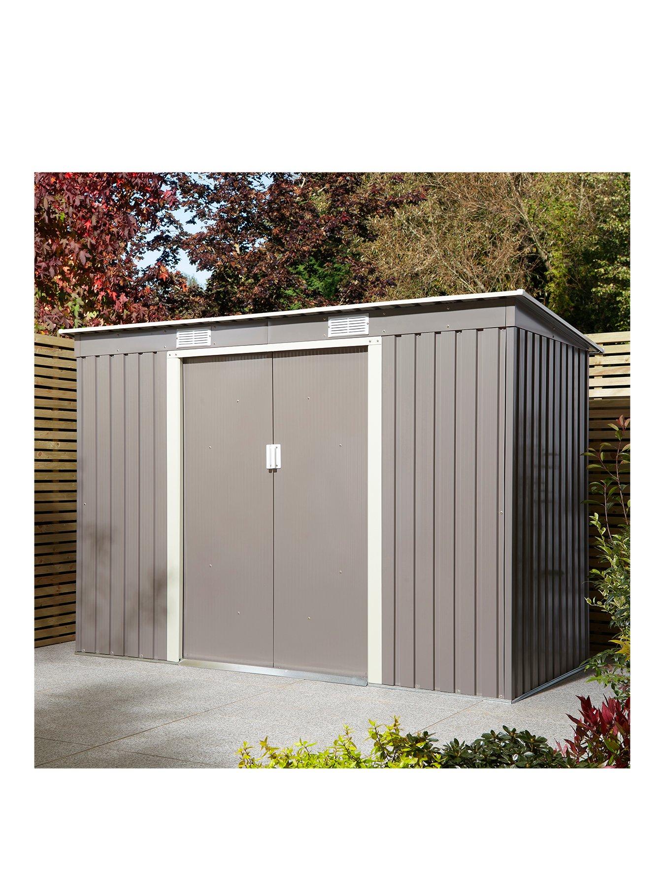 Product photograph of Rowlinson Trentvale 8 X 4ft Metal Pent Shed - Light Grey from very.co.uk