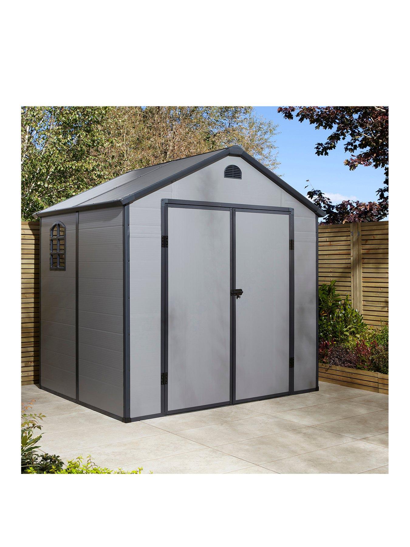Product photograph of Rowlinson Airevale 8x6 Ft Apex Plastic Shed - Light Grey from very.co.uk