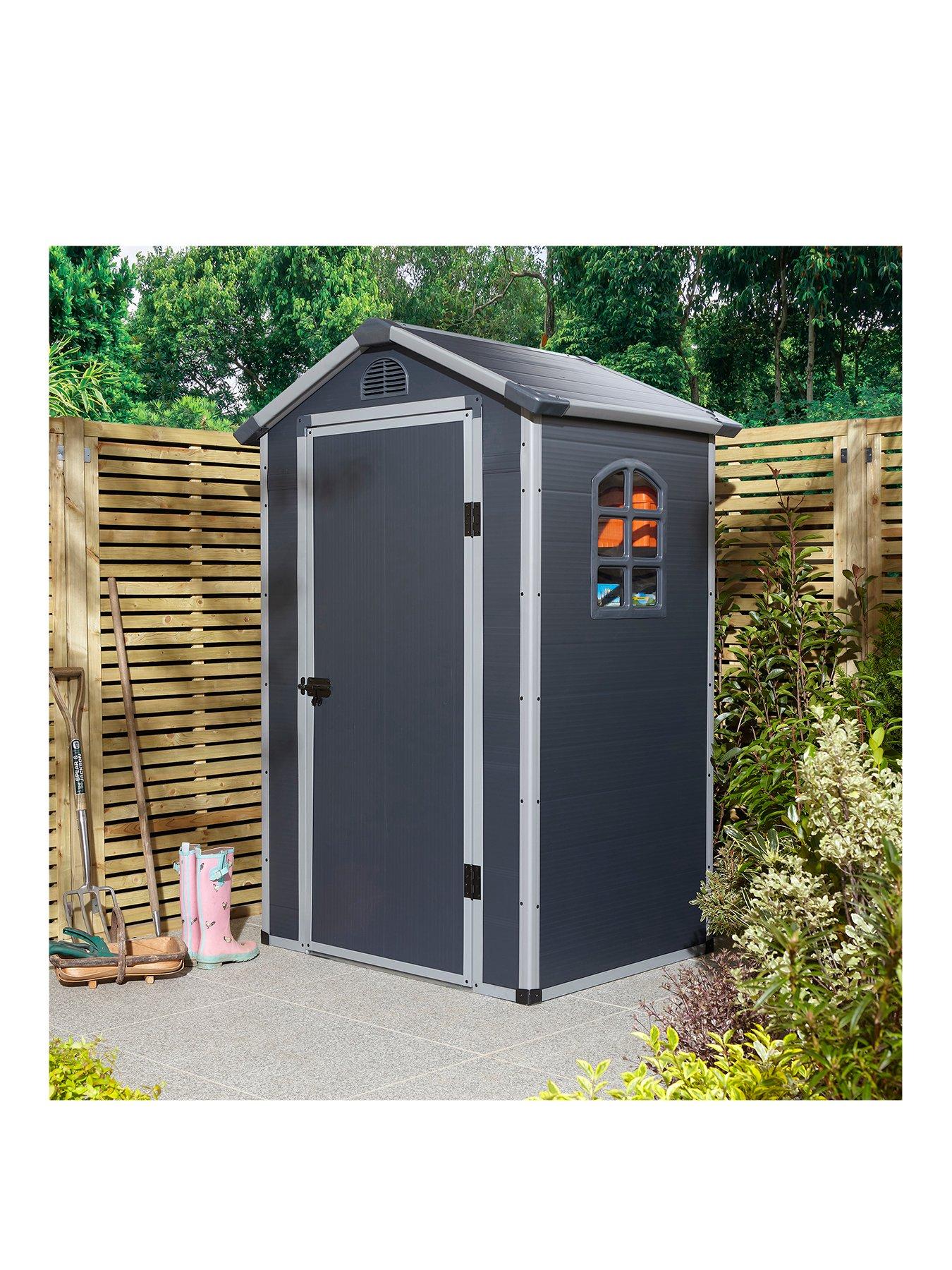 Product photograph of Rowlinson Airevale 4 X 3ft Apex Plastic Shed - Dark Grey from very.co.uk