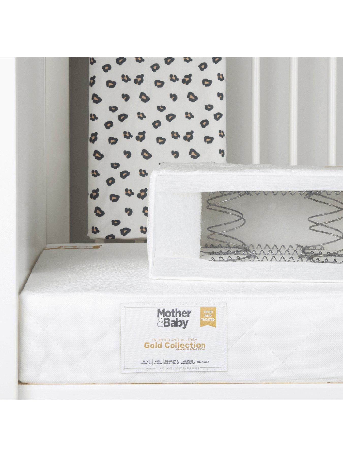 Product photograph of Mother Baby Rose Gold Anti-allergy Sprung Cot Bed Mattress from very.co.uk