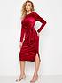  image of long-tall-sally-tie-side-velour-midi-dress-red