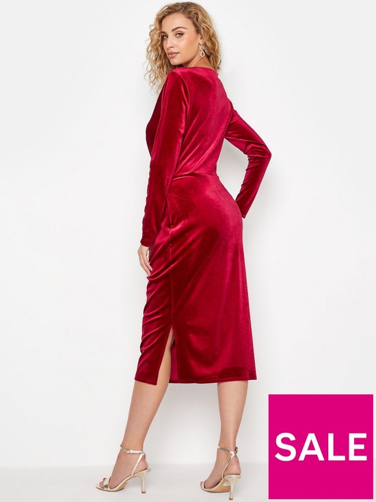 stillFront image of long-tall-sally-tie-side-velour-midi-dress-red