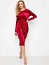  image of long-tall-sally-tie-side-velour-midi-dress-red