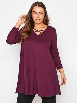 yours-yours-34-sleeve-x-front-swing-top-berry