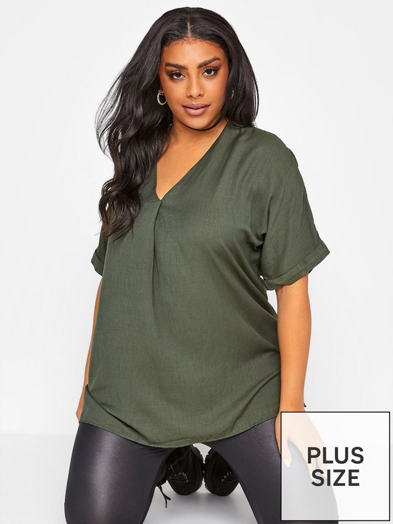 front image of yours-clothing-grown-on-sleeve-blouse