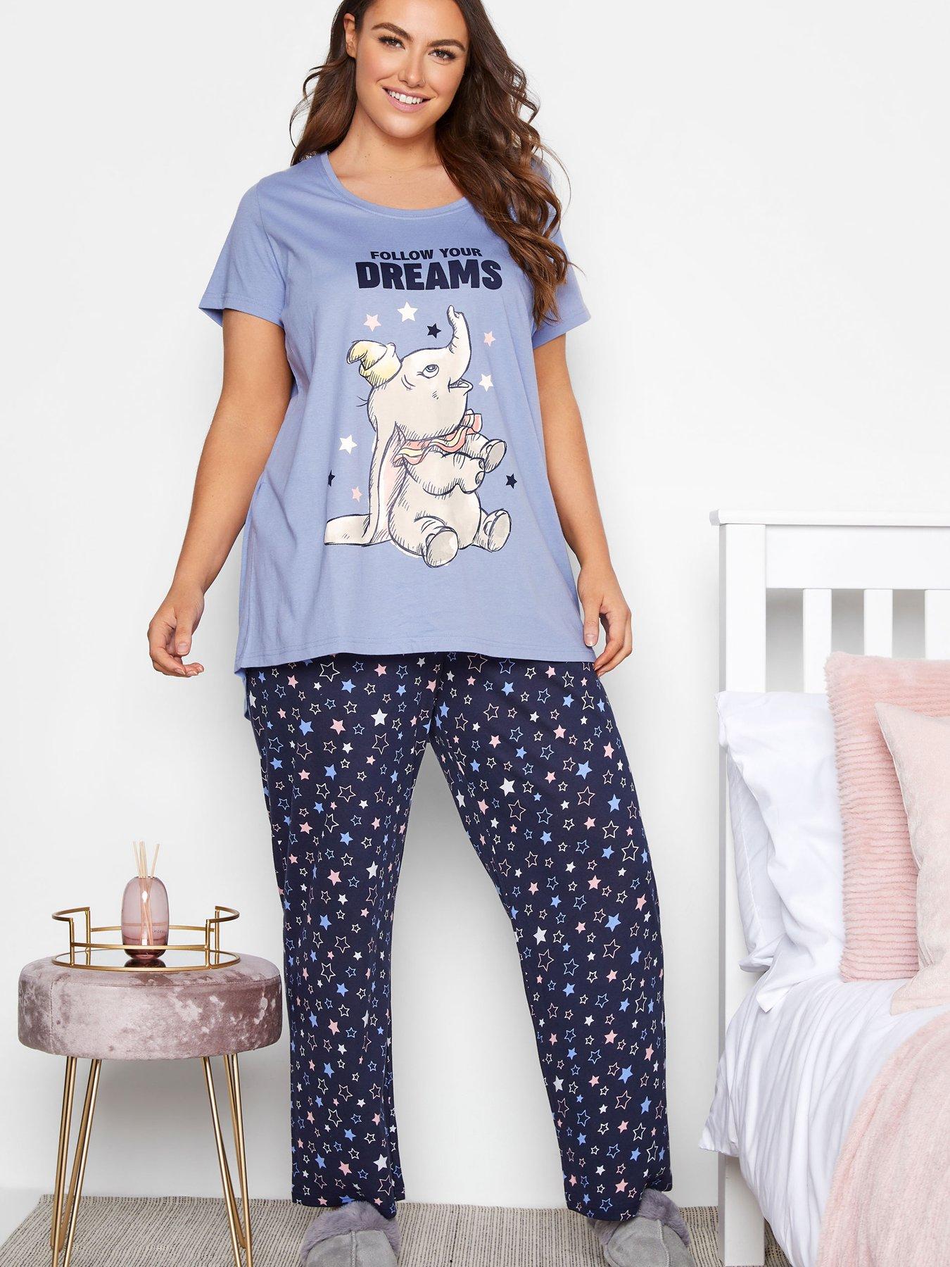 Women Yours Dumbo Wide Leg Pyjama Set - Blue