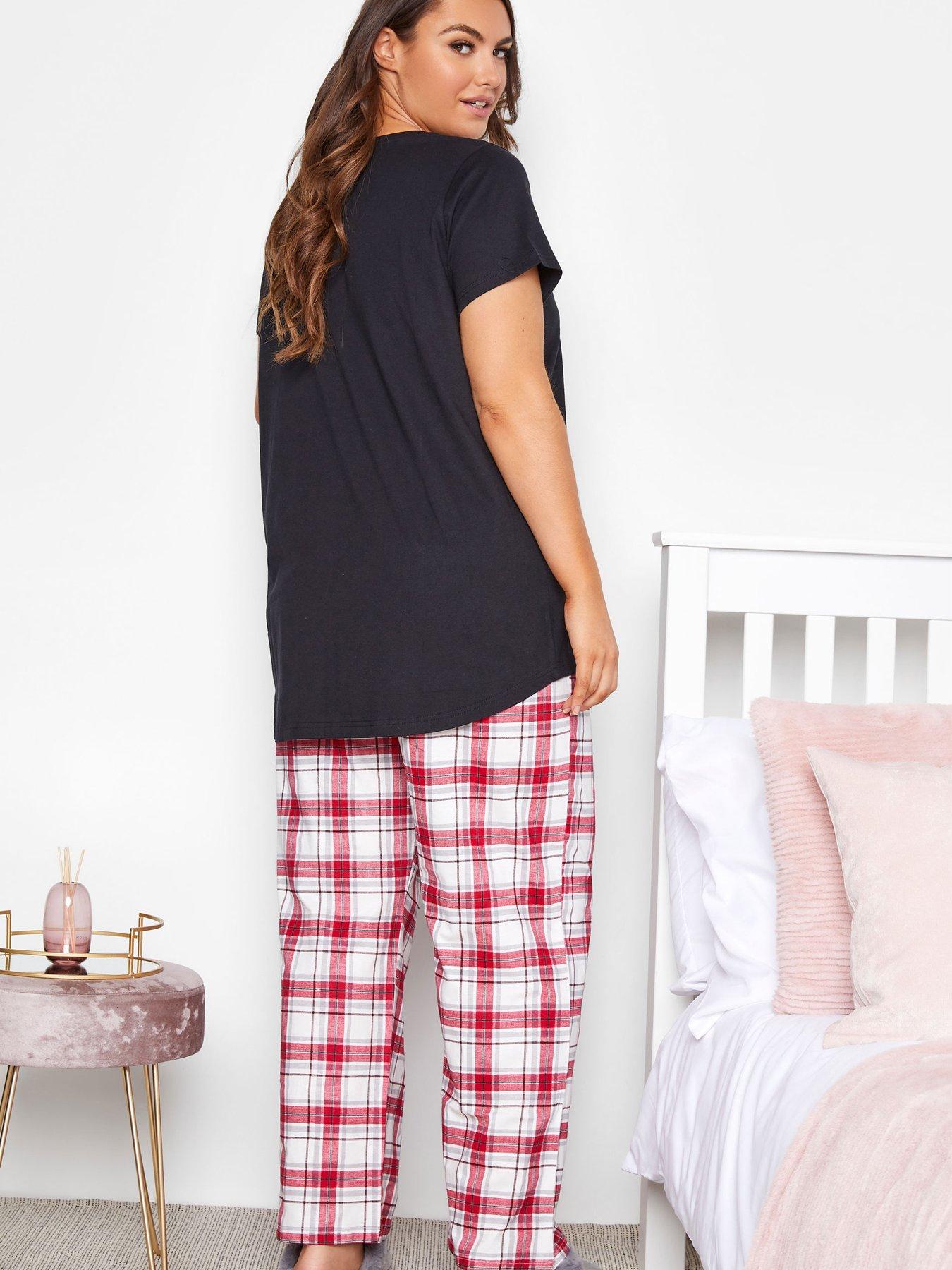 Nightwear & Loungewear Yours Winnie Check Wide Leg Pyjama Set - Black