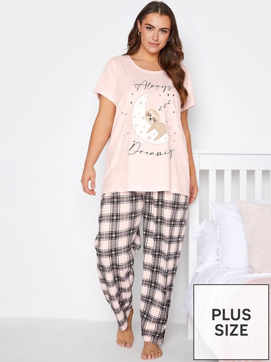 front image of yours-always-dreaming-sloth-pyjama-set