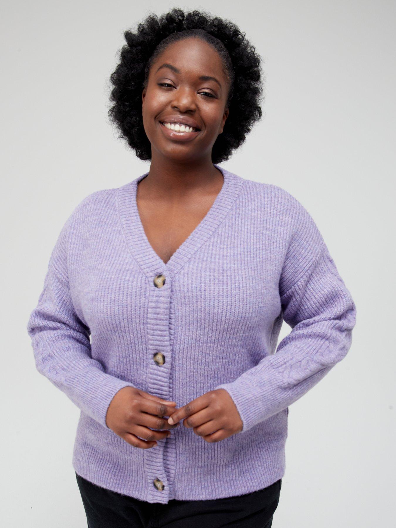  Knitted Cable Cardigan - Lilac