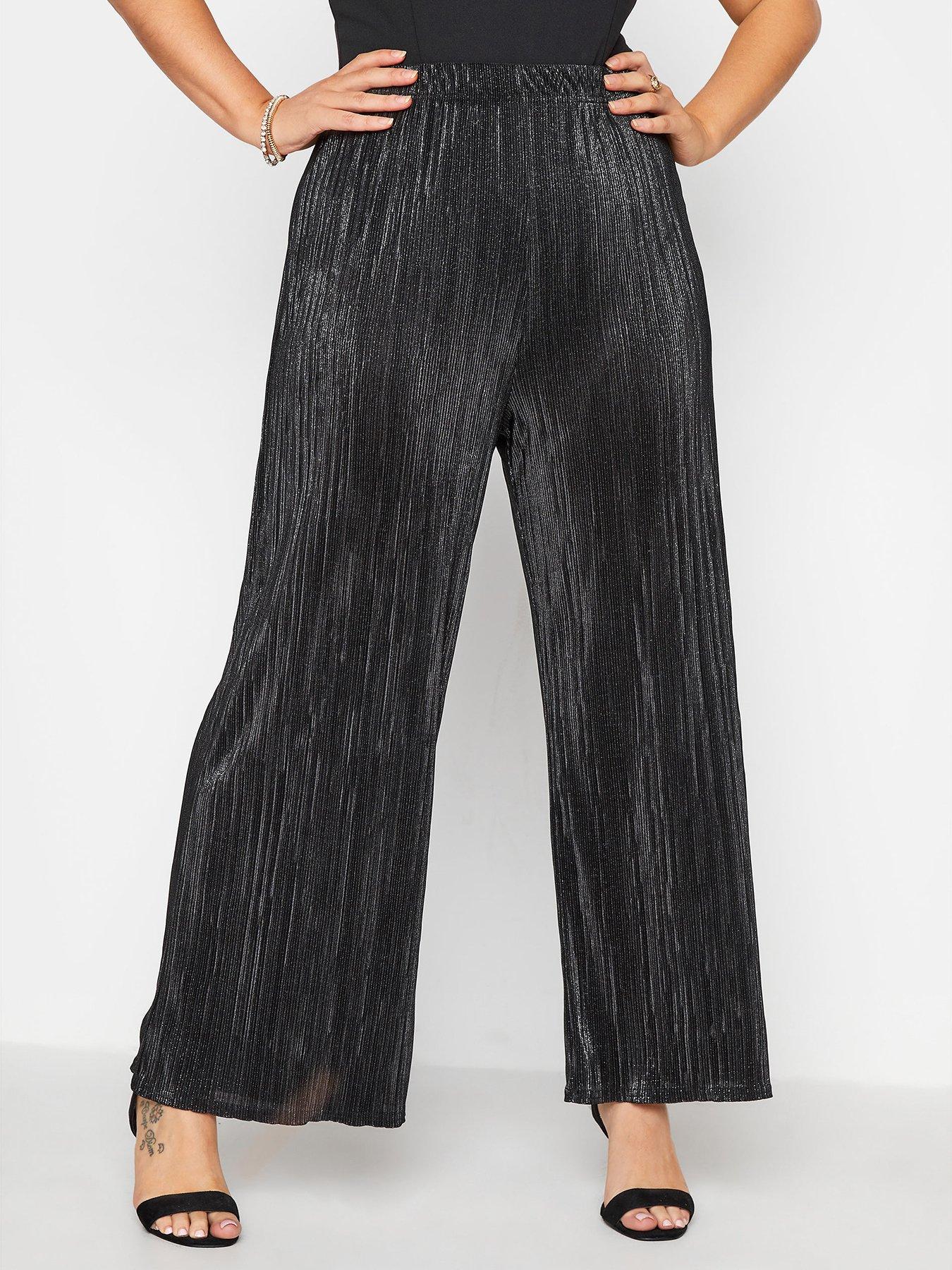 plisse black trousers