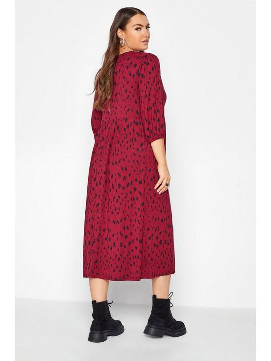stillFront image of yours-34-sleeve-wrap-markings-midaxi-dress-wine