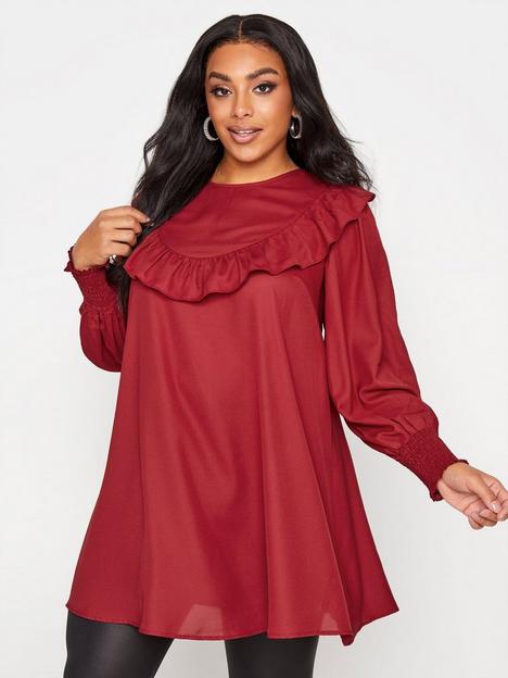 yours-limited-collection-round-frill-neck-tunic-red