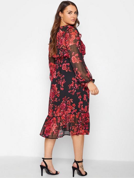 stillFront image of yours-london-floral-ruffle-tiered-dress-black