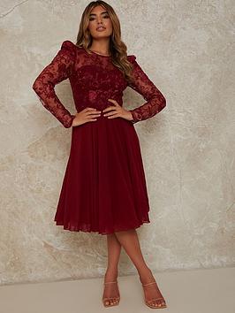 chi-chi-london-chi-chi-embroidered-bodice-fit-and-flare-dress-berry