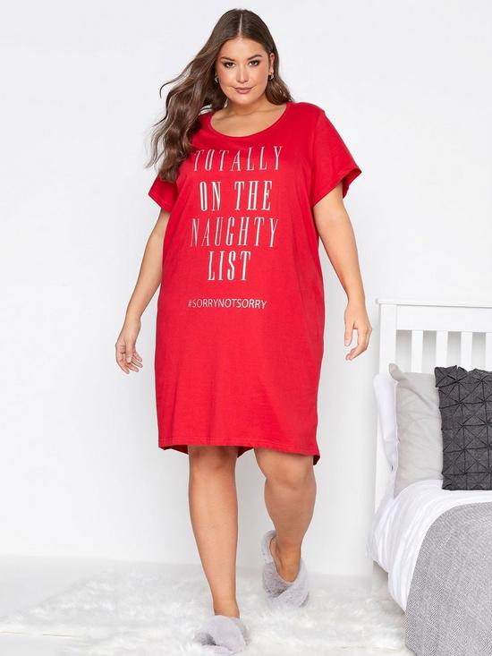 front image of yours-clothing-naughty-list-dipped-back-nightdress