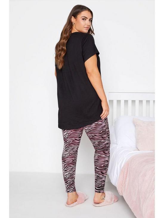 stillFront image of yours-short-sleeve-zebra-legging-pyjama-set
