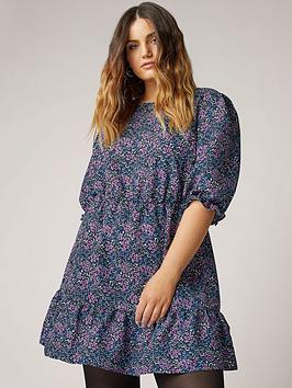yours-34-sleeve-dress-teal-mix-ditsy