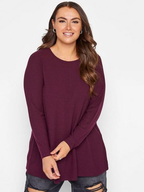 yours-long-sleeve-rib-swing-top-berry