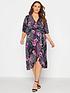  image of yours-london-patchwork-animal-floral-wrap-dress