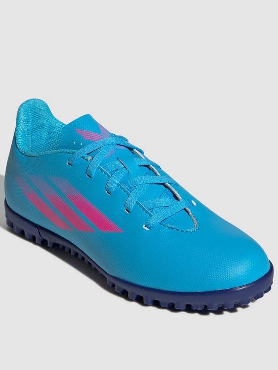 front image of adidas-juniornbspx-speedflow4-astronbspturf-football-boots-blue