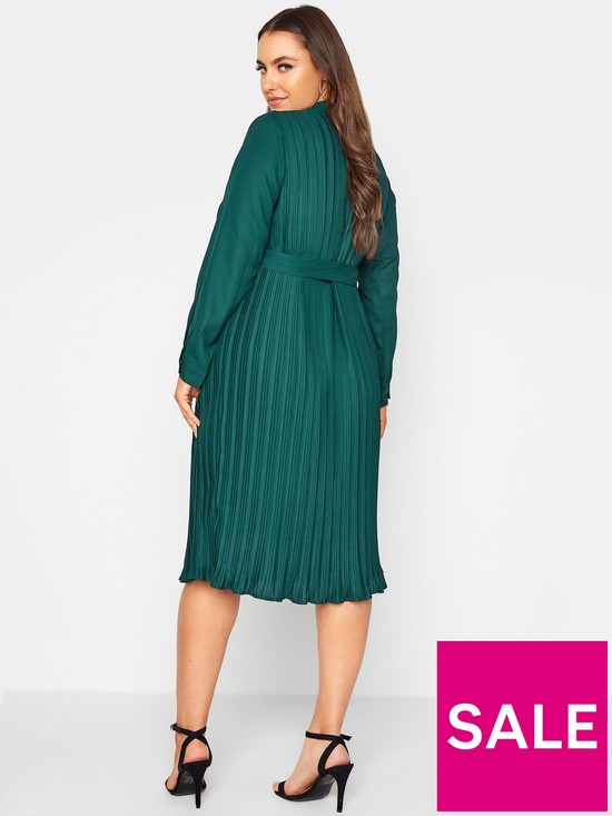stillFront image of yours-london-pleat-shirt-dress-green